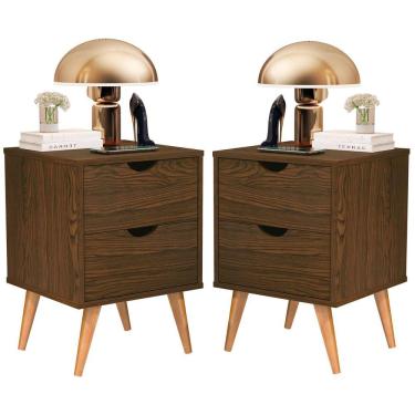 Imagem de Conjunto 2 Mesa De Cabeceira Decore Madri Retrô Para Quarto