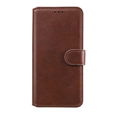 Imagem de YINGDAFENG Capa carteira para iPhone 14 Pro, capa flip magnética de couro PU com slot para cartão função de suporte proteção da câmera à prova de choque TPU capa interna, marrom