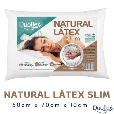 Imagem de Travesseiro Duoflex Natural Látex Slim 10 cm, Branco, para fronha 50 x 70 cm