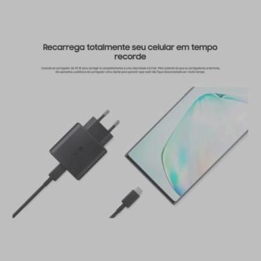 Imagem de Carregador compatível Para Samsung Preto Usb Tipo C 45W Turbo Completo Com Carregamento Rápido