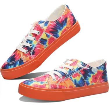 Imagem de Tênis feminino Play Fashion cor branca lavada e leopardo lona sem cadarço, Multilaranja, 10