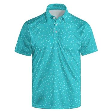 Imagem de Firiseroh Camisas polo masculinas de golfe de secagem rápida com absorção de umidade e manga curta, Azul, G