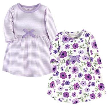 Imagem de Touched by Nature Vestidos femininos de manga comprida de algodão orgânico tamanho único, Manga Comprida Jardim Roxo Bebê Infantil, 12-18 Meses