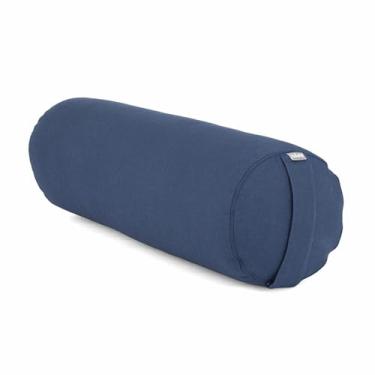 Imagem de YOGATERIA Bodhi Almofada Cilíndrica Bolster Eco |P/Meditação, Relaxamento e Yoga Restaurativa | Recheio de Kapok/fibra de paina e capa em algodão 65cm x 23cm (Azul)