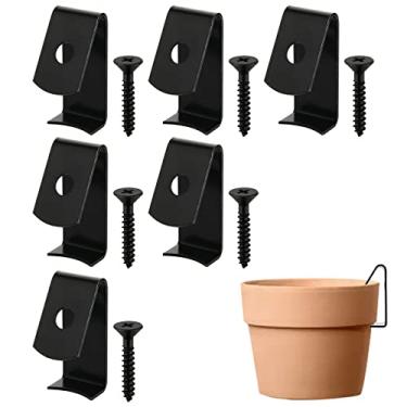 Imagem de Cosmos Pacote com 6 clipes de vasos de flores para vasos de terracota, ganchos de parede de ferro com parafusos para vasos de barro de parede padrão de 5 a 20 cm, pendurados na parede de árvore para