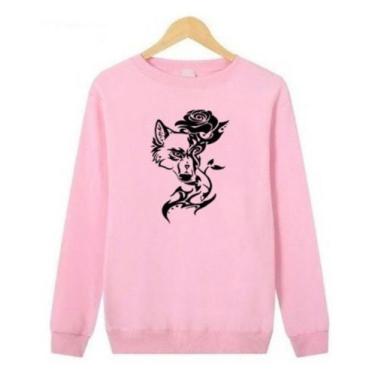 Imagem de Moletom Gola Redonda Lobo Flor Rosa - SEMPRENALUTA , Rosa, GG