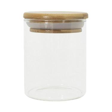 Imagem de Pote de Vidro com Tampa de Bambu Oikos 200ML Hermético Redondo
