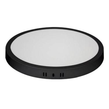 Imagem de Plafon Led Sobrepor Redondo Preto Branco Quente 24w 30x30 - Blumenau I