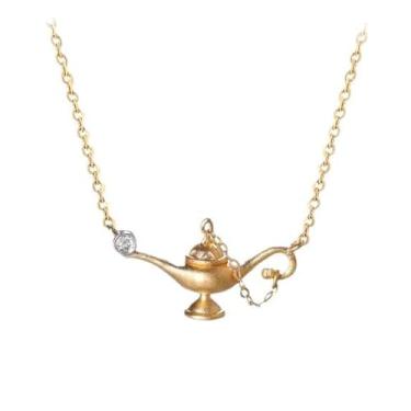 Imagem de Cykdohy Good Luck Aladdin Magic Genie Lamp Pendant Retro Necklace for Women Classic Dainty Teapot CZ Charm Gargantilha Legend Wishing Colares Corrente Ajustável Joias de Aniversário Presentes para