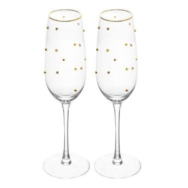 Imagem de Conjunto 2 Taças Champanhe Balls Fio De Ouro 220ml - Wolff - Rojemac