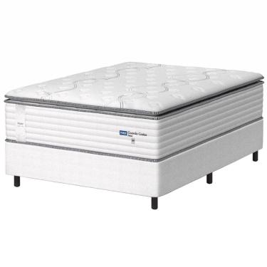 Imagem de Cama Box Casal Colchão Molas Guarda Costas Max Com Pillow Probel 138x188x78cm Branco / Cinza