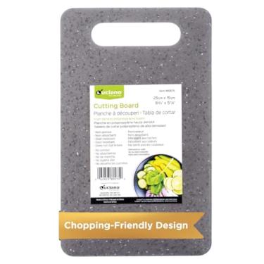 Imagem de Luciano Housewares Tábua de cortar, tábua de corte de polipropileno de alta densidade para uso na cozinha, ideal para cortar legumes, frutas e carnes, itens essenciais de cozinha, cinza, 25 x 25 cm