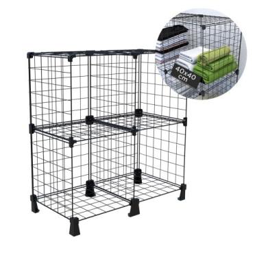 Imagem de Estante de Livros e Disco de Vinil LPs 4 Nichos 40x40cm Balcão Aramado