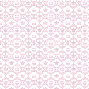 Imagem de Papel De Parede Branco E Coroas Rosa Infantil Quarto Bebê