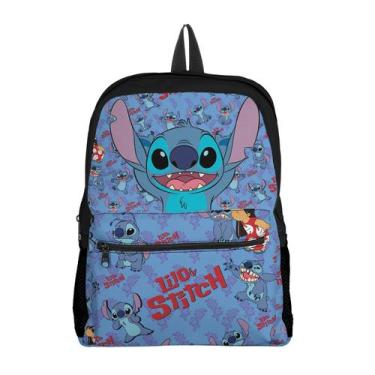 Imagem de Mochila Escolar Infantil Menina com Bolso Avulsa Estampa Alien Azul e 