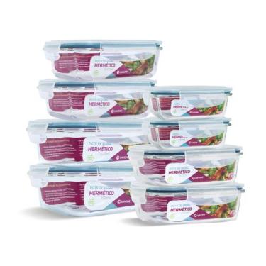 Imagem de Kit 8 Potes Vidro Hermético Marmita Mantimentos Tamanhos Variados - U4