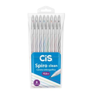 Imagem de Caneta Esferográfica Cis Spiro Clean Estojo C/8 Un. Sortidas