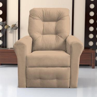 Imagem de Poltrona Reclinável Para Descanso Guaíra Suede Bege