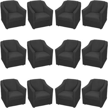 Imagem de Kit 12 Poltronas Mila Pé De Plástico Cromado - Preto Suede