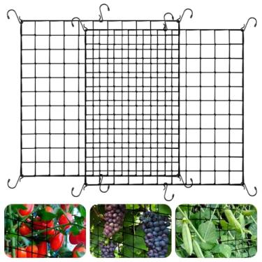 Imagem de Rede de treliça de crescimento de 10 x 10 cm, pacote com 2, rede de trepadeira elástica resistente com 12 ganchos de aço para jardinagem de frutas e vegetais