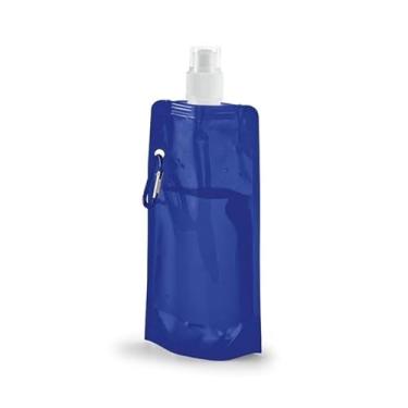 Imagem de Squeeze garrafa de água garrafinha dobrável levar na bolsa para academia 460ml Transparente (Azul,3)