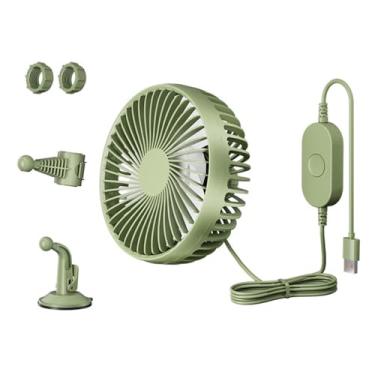 Imagem de Fenteer Ventilador de ar de resfriamento de carros USB, ventilador de circulação, 12V 24V, 3 velocidade ajustável para o RV Home, Verde