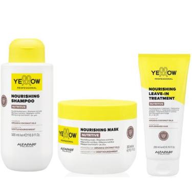 Imagem de Kit Yellow Nutritive Alfaparf Shampoo 500ml Máscara 300ml Leave-in 200
