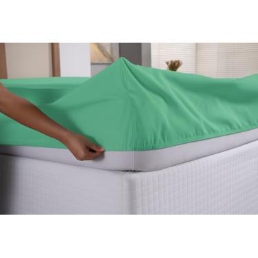 Imagem de Lençol Avulso Com Elástico 400 Fios Toque Macio Varios Tamanhos Solteiro - Casal - Queen - King (Esmeralda, Casal Padrão)