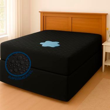 Imagem de Capa Protetora de Colchão Solteiro Impermeável c/ 4 Camadas de Proteção(Preto-Solteiro)