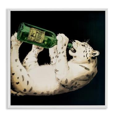 Imagem de Stupell Industries Garrafa de absinto leopardo branco emoldurado giclée design artístico por Annabelle Hall, 12 x 12