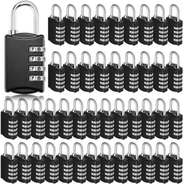 Imagem de Sadnyy 60 peças de combinação de 4 dígitos cadeado de combinação de cadeado de bagagem, cadeado redefinível à prova d'água para porta, viagem, escola, academia, armário, malas, armazenamento de