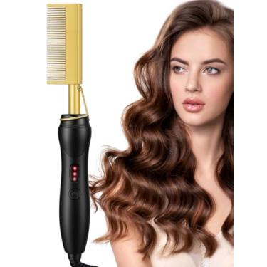 Imagem de Pente Alisador Elétrico 3 em 1 para Cabelo e Barba – Escova Alisadora com Cerâmica Aquecida Anti-Queimadura | Portátil, Rápido e Seguro para Uso Diário e Viagem