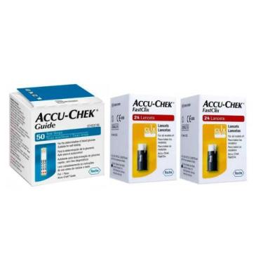 Imagem de 50 Tiras Reagentes Accu Chek Guide + 48 Lancetas Fastclix - Accu-chek
