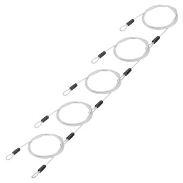 Imagem de PATIKIL Cabo de aço inoxidável revestido de vinil de 3/40.6 cm de diâmetro com laços, 5 peças de corda de fio flexível de 2,1 m (200,7 cm) trava de corrente de segurança para iluminação de palco ao ar