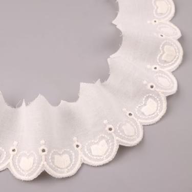 Imagem de Lindo acabamento em renda de algodão bege bordado em forma de coração para costurar vestido artesanato bolsa roupas animais de estimação