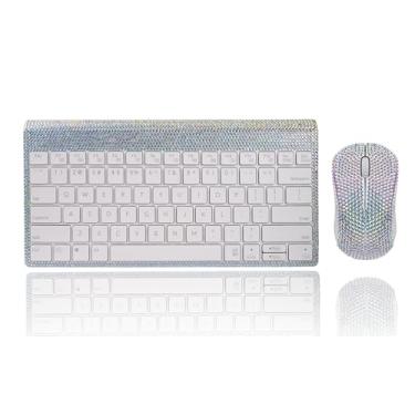 Imagem de Combo de teclado e mouse sem fio Bling brilhante, teclado de computador com glitter de strass sem fio com receptor USB para meninas, lindos ratos deslumbrantes para laptop, PC, notebook, MacBook Gift