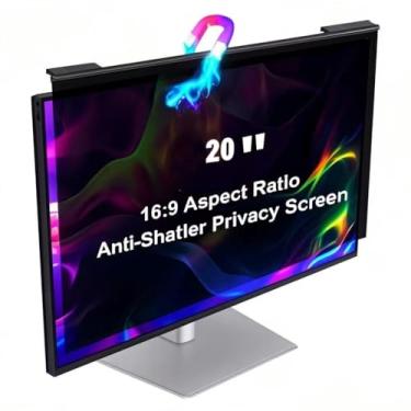 Imagem de Hoktods Filtro magnético suspenso para tela de privacidade para computador, 50 cm, escudo de privacidade removível de liga de alumínio para monitor widescreen 16:9, filtro de luz azul antirreflexo com
