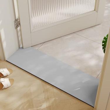 Imagem de BANEBOR Tapete de banho cortável, tapete de porta de entrada longo ultra-estreito, tapete de pedra de absorção de água para banheiro (cinza claro, 79 x 30 cm)