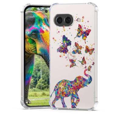 Imagem de BEIMEITU Capa para Google Pixel 9A Borboleta Elefante Bonita, Capa Móvel Feminina Meninas Design Borboleta À Prova de Choque Capa Protetora Infantil Traseira Transparente para Google Pixel 9A Mulheres