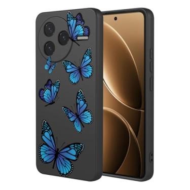 Imagem de HTXWXJC Capa de telefone para Redmi K80, capa para Xiaomi Poco F7 Pro, à prova de choque, flexível, amortecedor, capas macias de TPU, capa com estampa de borboleta para Redmi K80, borboleta preta
