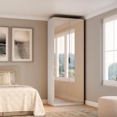 Imagem de Guarda-Roupa Modulado com Espelho Altezza 2 Portas 3 Gavetas Branco 90 cm