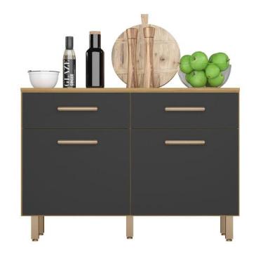 Imagem de Balcão Cozinha Maia com Tampo 2 portas e 2 Gaveta 120 cm - Poliman, Fr