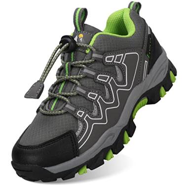 Imagem de UOVO Tênis De Caminhada Infantil À Prova D'Água Para Meninos, Corrida Trilha, Leve E Respirável, Esportivo Ao Ar Livre, Cinza Verde, 13,5