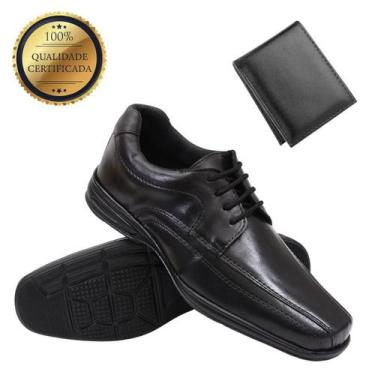 Imagem de Sapato Social Elegante COURO Masculino Preto Marrom Estilo Conforto + 