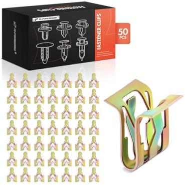 Imagem de A-Premium 50 PCS Grade do radiador de guarnição de pilar de aço prendedor de carro clipe de pino compatível com Chevrolet Silverado Equinox Cruze Impala Camaro Colorado Jeep Wrangler GMC Sierra