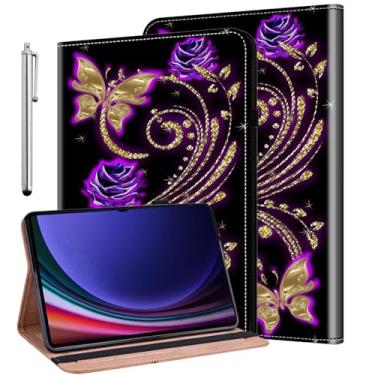 Imagem de ALILANG Capa para Samsung Galaxy Tab S11 Ultra 5G 2025/S10 Ultra 2024/S9 Ultra 2023/S8 Ultra 2022 37.1 cm, capa dobrável de couro PU à prova de choque com suporte para cartão e porta-caneta