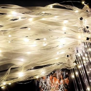 Imagem de GooComfy 100 varinhas de casamento iluminadas, flâmulas de varinhas de LED com 3 modos de piscar, varinhas de fadas brilhantes com fitas e sinos para casamento, formatura, ano novo, festa de