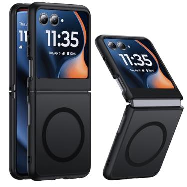 Imagem de FNDMIL Capa magnética para Motorola Razr 2025/Motorola Razr 2024 compatível com MagSafe translúcido fosco estrutura integrada fina para Motorola Razr 60/50, preta