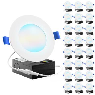 Imagem de Sunco Lighting Pacote Com 24 Luminárias De Teto Embutidas Led Ultrafinas 4" Da Sunco, Finas, Alto Brilho, 800 Lúmens, 2700K/3000K/4000K/5000K/6000K, Reguláveis, 10W, Finas Como Uma Lâmina, Sem Lâmpa