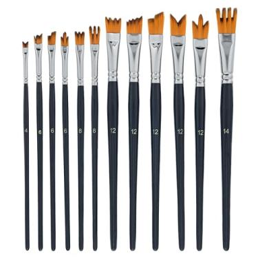 Imagem de U.S. Art Supply Conjunto de pincéis de pintura de artistas de efeitos especiais de 12 peças – pincéis profissionais Taklon Sintéticos FX, fita, multiforro, angular – Crie grama, cabelo, pele